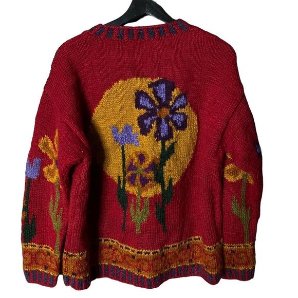 Newari Floral Icelandic Wool Sweater L/XL - Picture 3 of 4